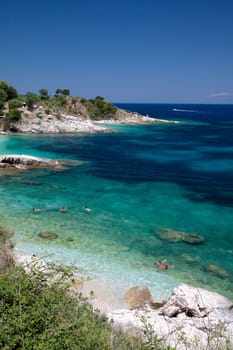 Seascape near bay of Greek Corfu island