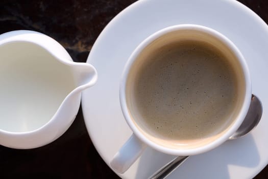 cup of coffee and milk, top view