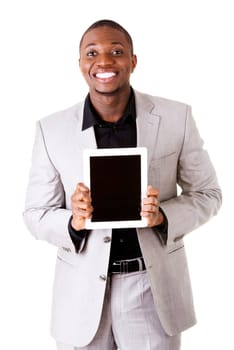 Businessman showing tablet computer