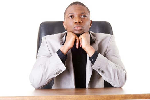 Thoughtful businessman at the desk