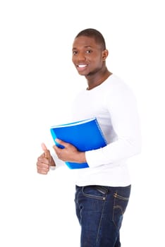 Young student man,isolated on a white background