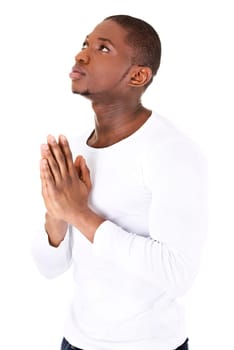 Man Praying, isolated on white