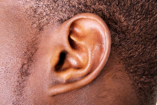 Black male ear close up