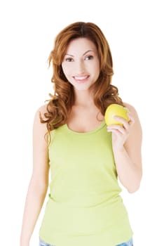 Apple woman. Beautiful woman with apple