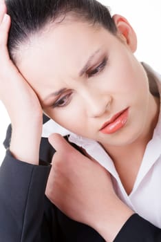 Sad business woman close up portrait