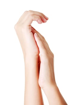 Hands care concept. Close up shoot of beautiful female hands
