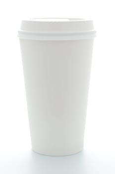 paper coffee cup with plastic top isolated on white background
