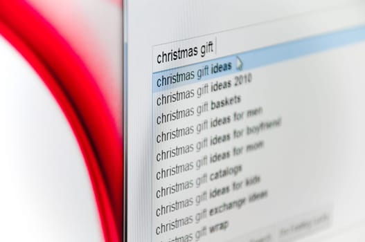 computer browser being used to search for christmas gift on internet (copyright of background image belongs to me)