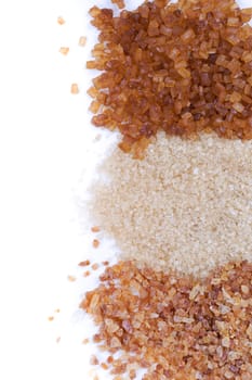 brown sugar, three varieties. Isolate on white.