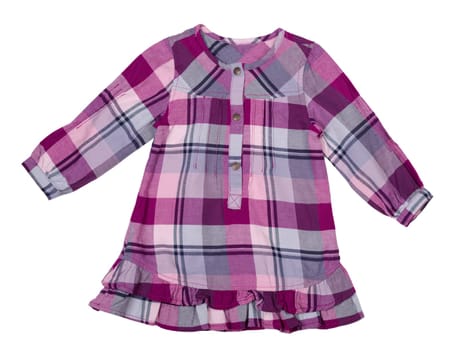 baby checkered dress isolated on white background