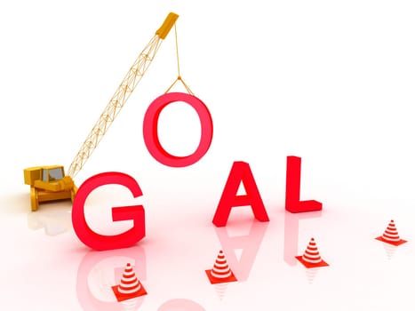 red goal word,3d render