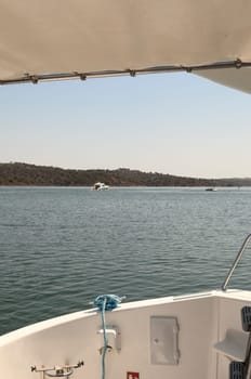 Houseboats in the lake Alqueva, Alentejo, Portugal
