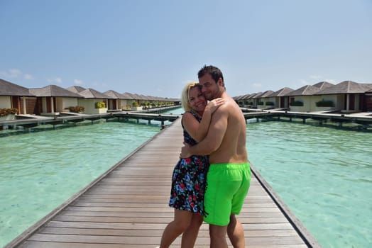 happy young  couple at summer vacation have fun and relax at beautiful sunny  day