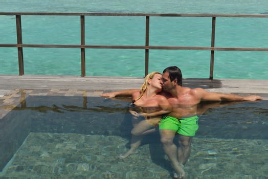happy young  couple at summer vacation have fun and relax at beautiful sunny  day