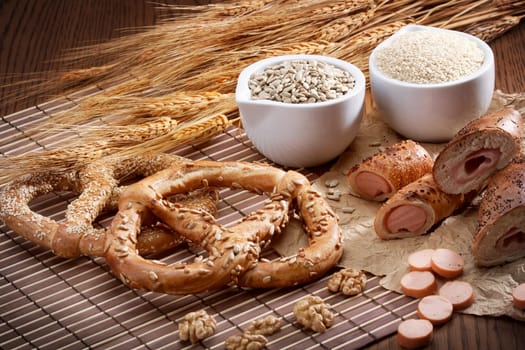 Pretzel and bakery other product on the table