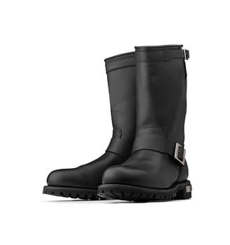 Black boots (clipping path) on white background