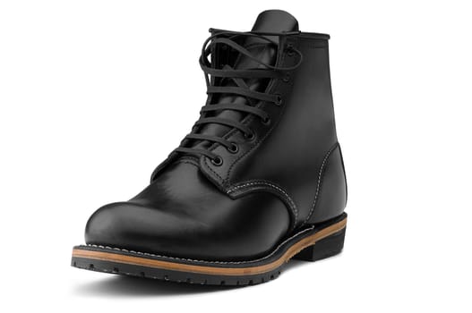 Black boots on white background