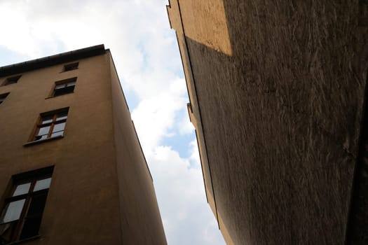 abandoned apartment buildings in a backyard in Magdeburg