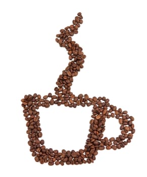 photo of the coffee cup made of the coffee beans isolated on white