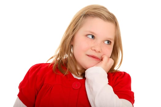 Portrait photo of a young girl who has placed her hand on the side of her cheek and is apparently in pain