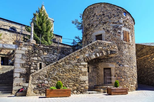 Bell tower and tower Bernat de So. In Llivia Spain