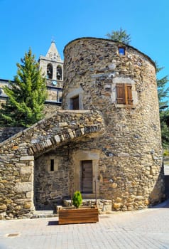 Bell tower and tower Bernat de So. In Llivia Spain