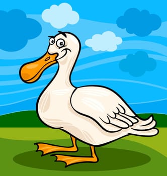 Cartoon Illustration of Funny Comic Duck Farm Bird Animal