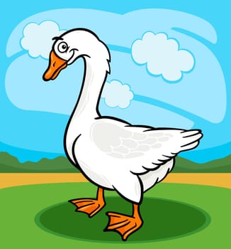 Cartoon Illustration of Funny Comic Goose Farm Bird Animal
