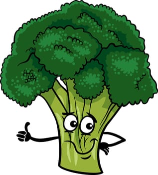 Cartoon Illustration of Funny Comic Broccoli Vegetable Food Character