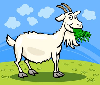 Cartoon Illustration of Funny Comic Goat Animal on the Farm