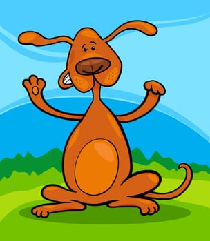 Cartoon Illustration of Happy Playful Standing Dog or Puppy