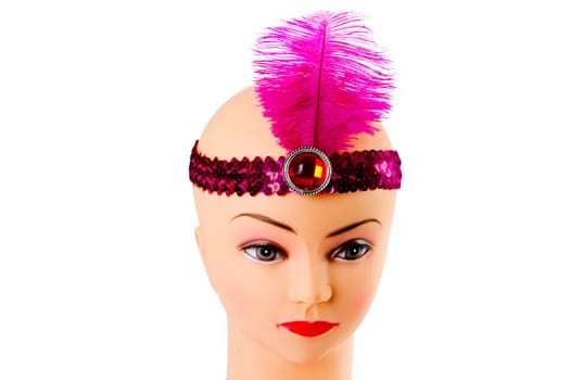 Headband with sequins and feather - isolated on white background