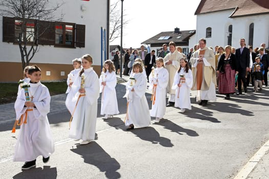 Entry into the church for the celebration of the First Holy Communion