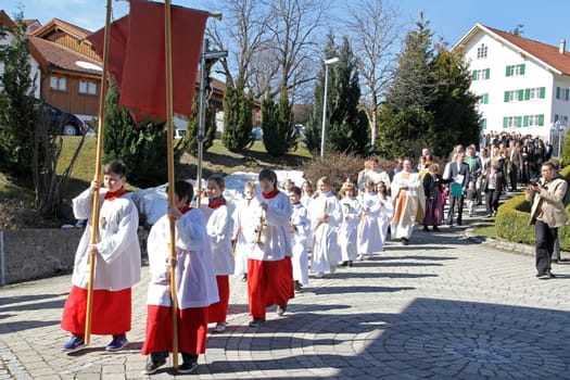 Entry into the church for the celebration of the First Holy Communion