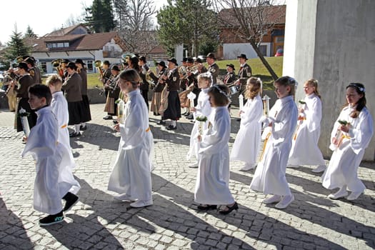 Entry into the church for the celebration of the First Holy Communion