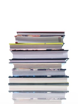 A book stack isolated against a white background