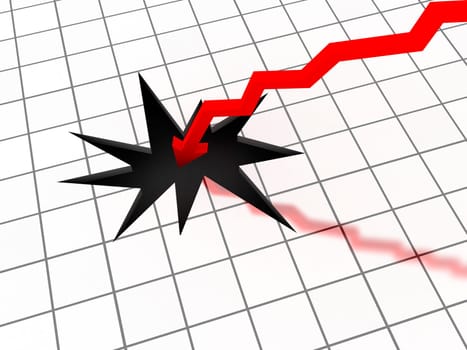 Illustration of a graph where the figures suddenly fall through the floor