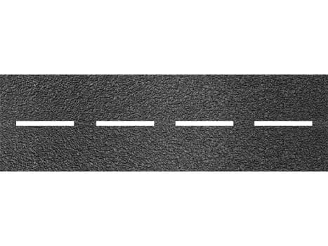 A bitumen road isolated against a white background