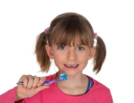 Girl brushing teeth