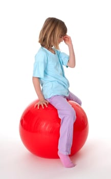 Exhausted girl with ball