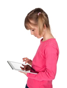 Girl using digital tablet