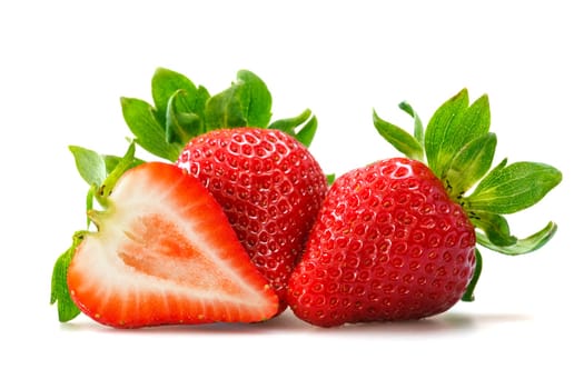 strawberries over white background