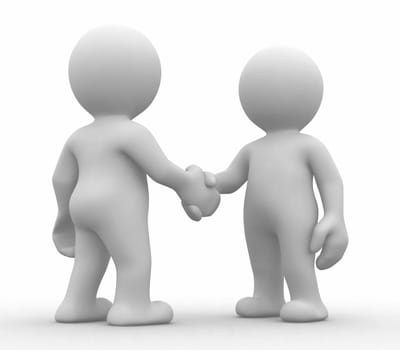 3d abstract humans that make a deal