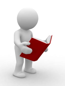 3d human keep an open book in hands