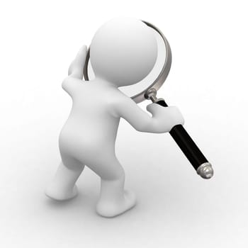 little white human that hold a big magnifier