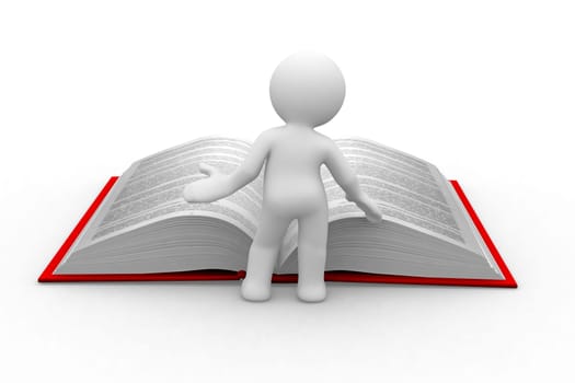 3d little human read an open book