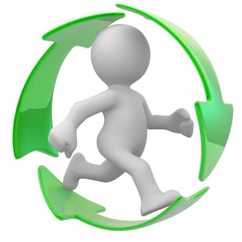 3d human run with an ecology symbol