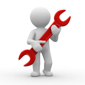 3d human carry a big tool in hands