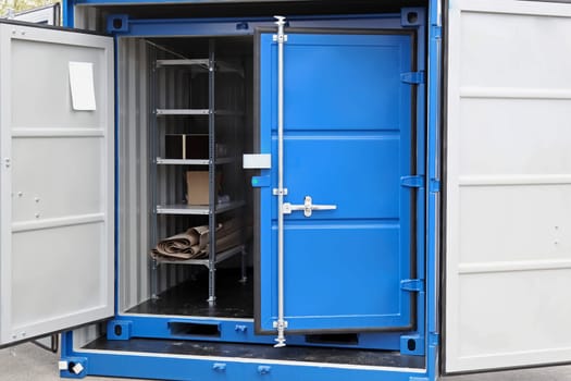 Open door at new shipping cargo container