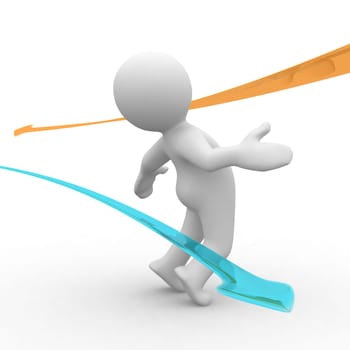 Human trying to avoid difficulties